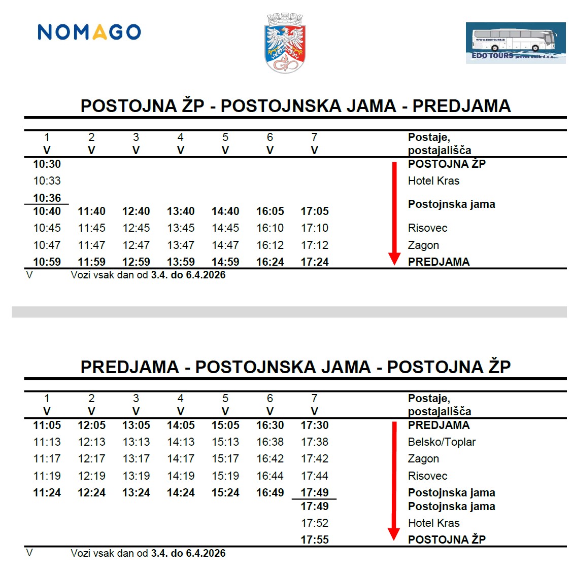 shuttle - velika noč
